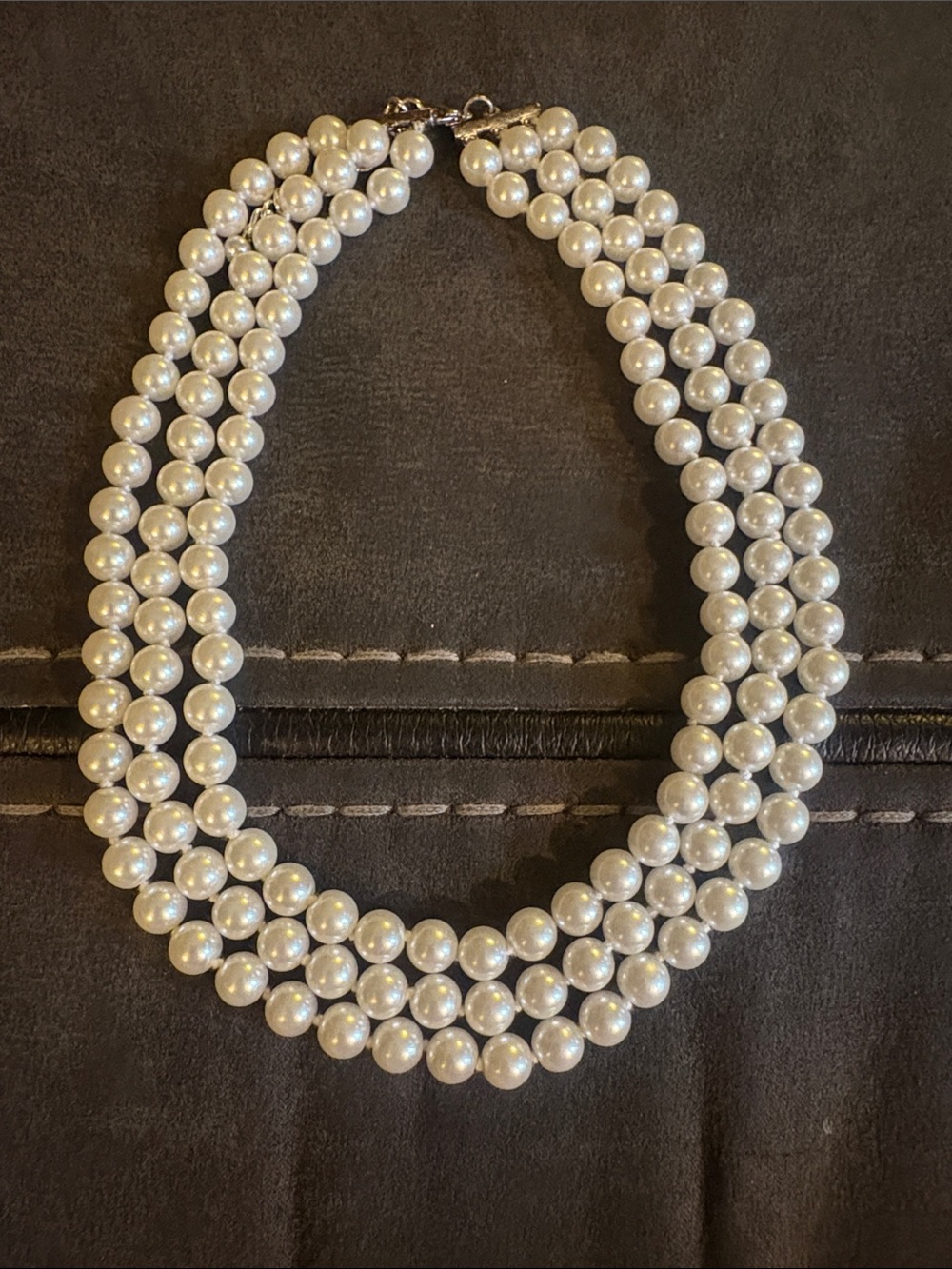 Classic Triple-Strand Ivory Pearl Necklace